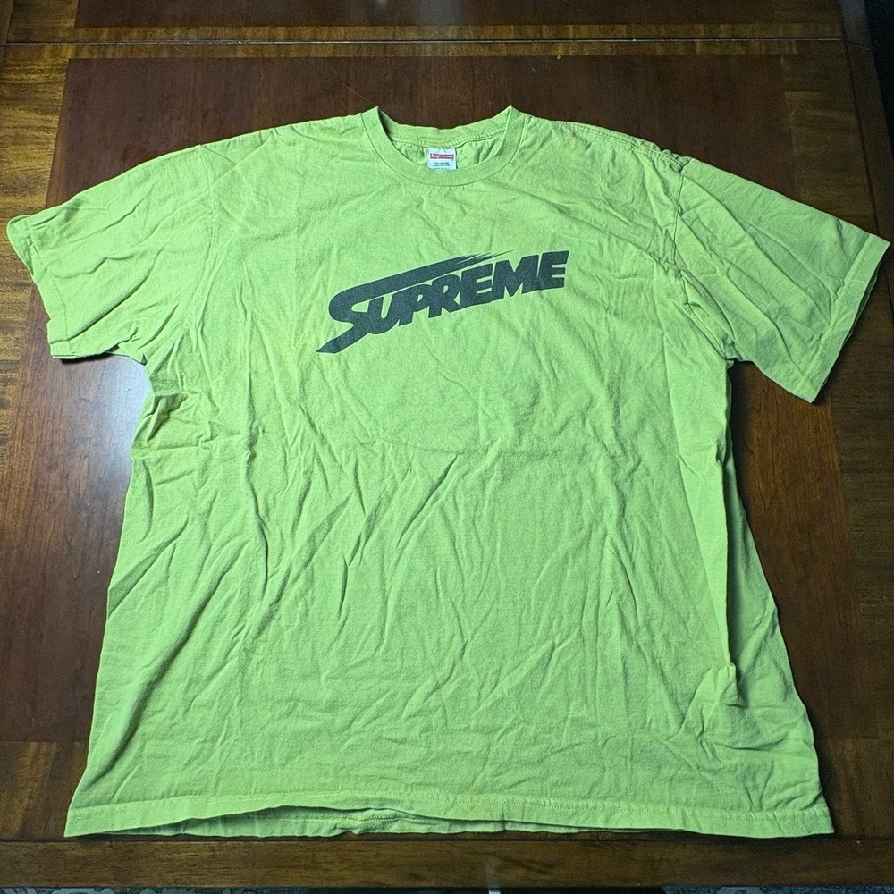 Supreme Racing Logo Lime Green T-Shirt Made in USA Size XXL